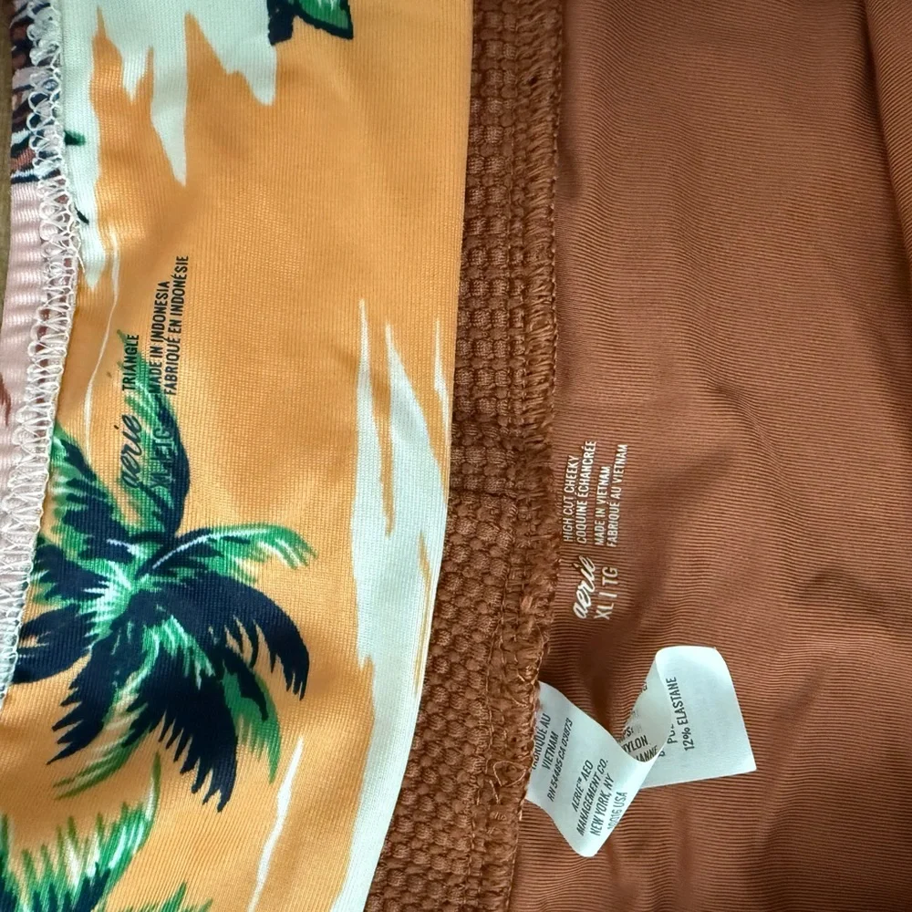 Aerie Floral Bikini Top and Brown Bottoms - Picture 2 of 2